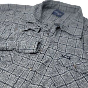 Wrangler Snap Up Flannel Shirt Men's XXL Gray‎ Long Sleeve Plaid
